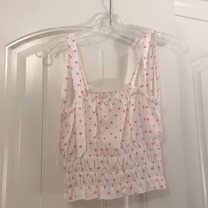 Cropped white with pink dots top